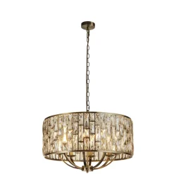 Hängelampe Kristall Ø 64 cm rund Messing Antik Creme 8x E14