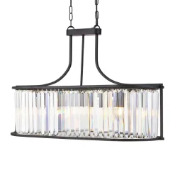 Hängelampe Kristall 78 cm lang 5x E14 Metall Glas