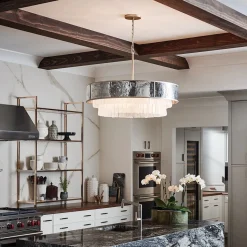 Hängelampe Kristall Edelstahl Ø 66 cm H: max. 386,2 cm rund