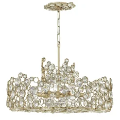 Hängelampe Kristall Metall in Blattsilber verstellbar