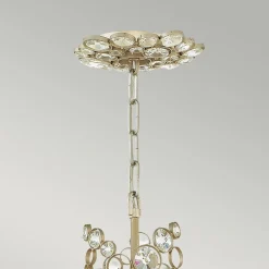 Hängelampe Kristall Metall in Blattsilber THYMI