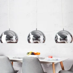 Hängelampe Kugel Chrom Esszimmer Lampe 3-flammig