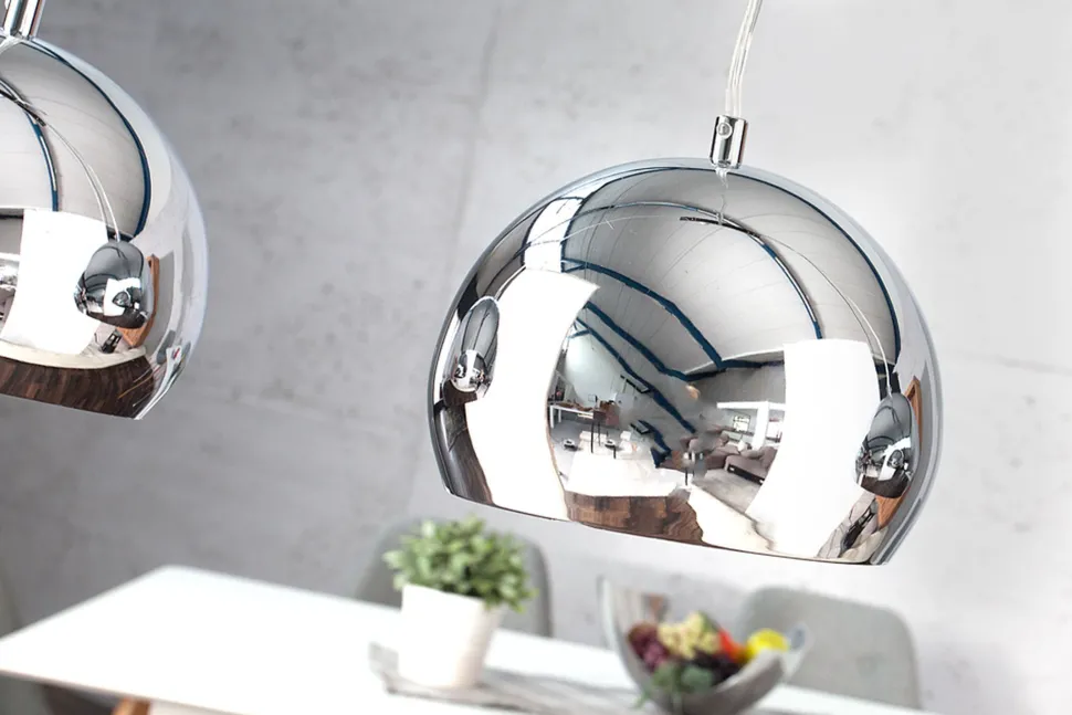 Hängelampe Kugel Chrom Esszimmer Lampe 3-flammig