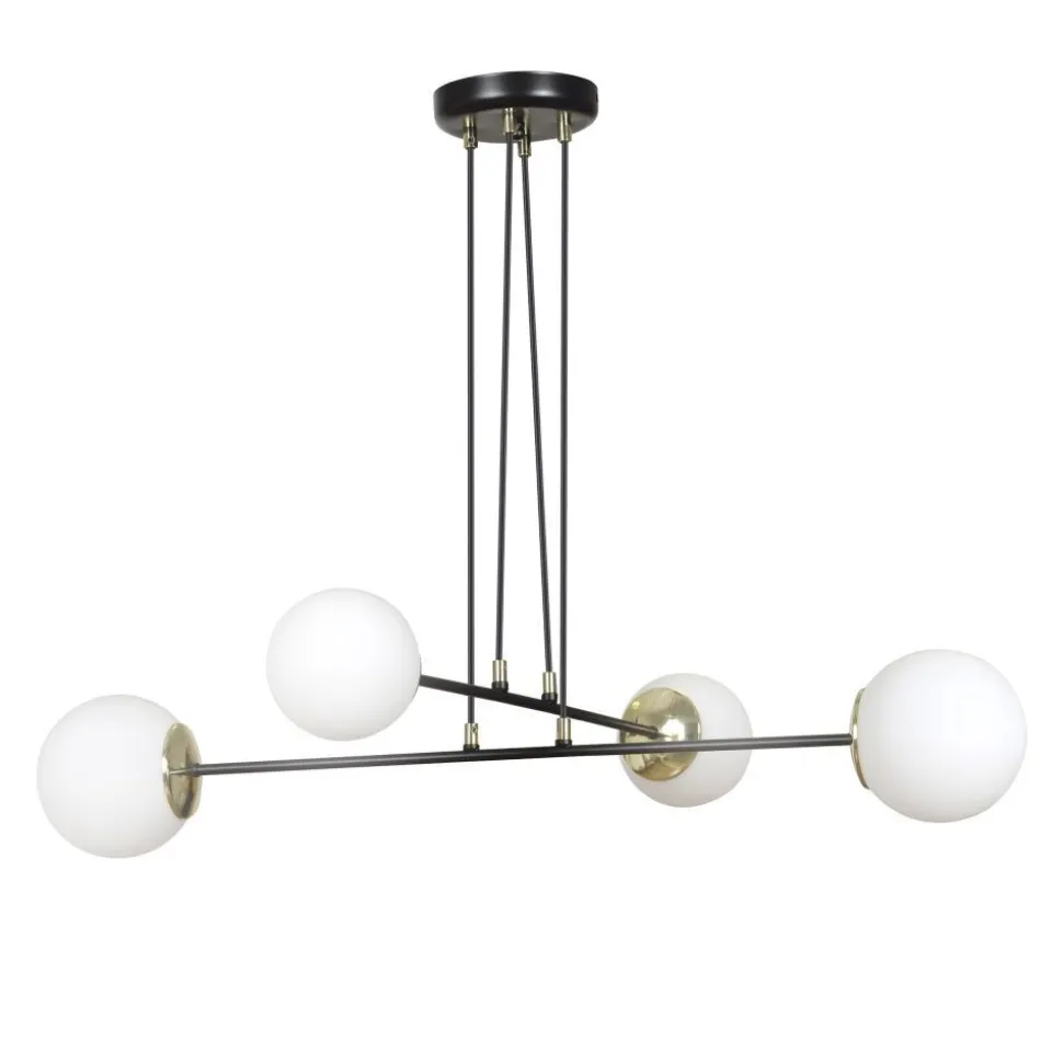 Hängelampe Kugel Schirm verstellbar Schwarz Weiß 4x E27