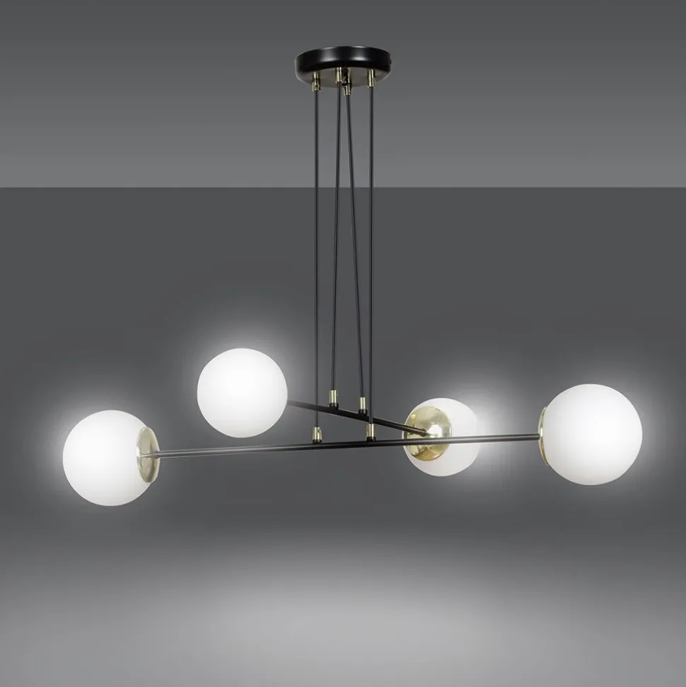 Hängelampe Kugel Schirm verstellbar Schwarz Weiß 4x E27