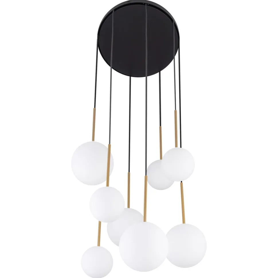 Hängelampe Kugelschirm Schwarz Weiß Gold 8x G9 Glas