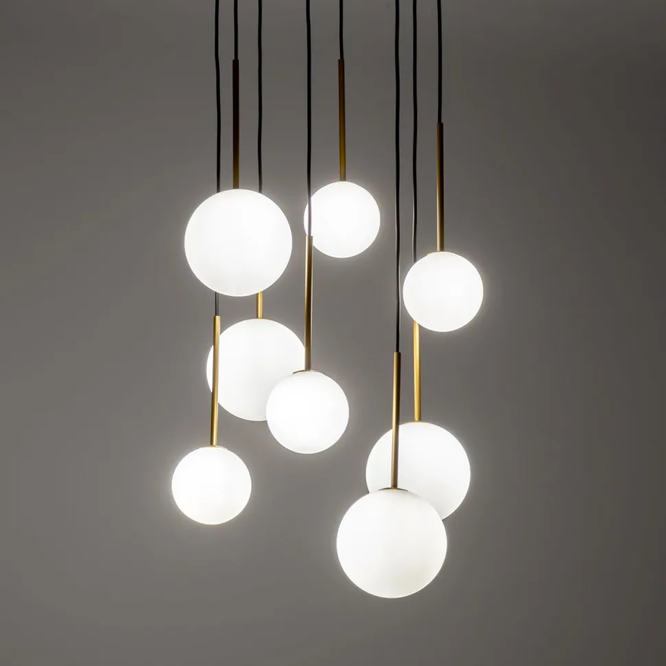 Hängelampe Kugelschirm Schwarz Weiß Gold 8x G9 Glas