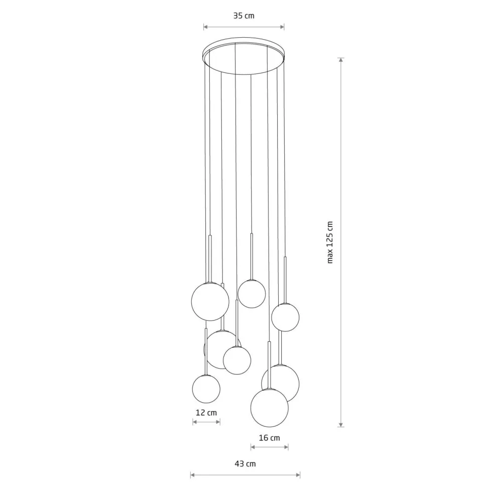Hängelampe Kugelschirm Schwarz Weiß Gold 8x G9 Glas