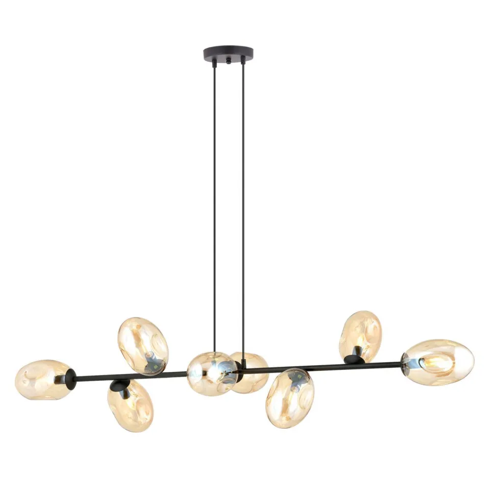 Hängelampe lang 140 cm 8x E14 Glas Metall dekorativ