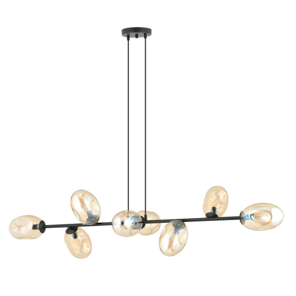 Hängelampe lang 140 cm 8x E14 Glas Metall dekorativ