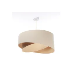 Hängelampe Leinen E27 rund Ø 50 cm Creme Beige wohnlich