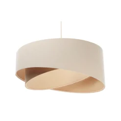 Hängelampe Leinen E27 rund Ø 50 cm Creme Beige wohnlich