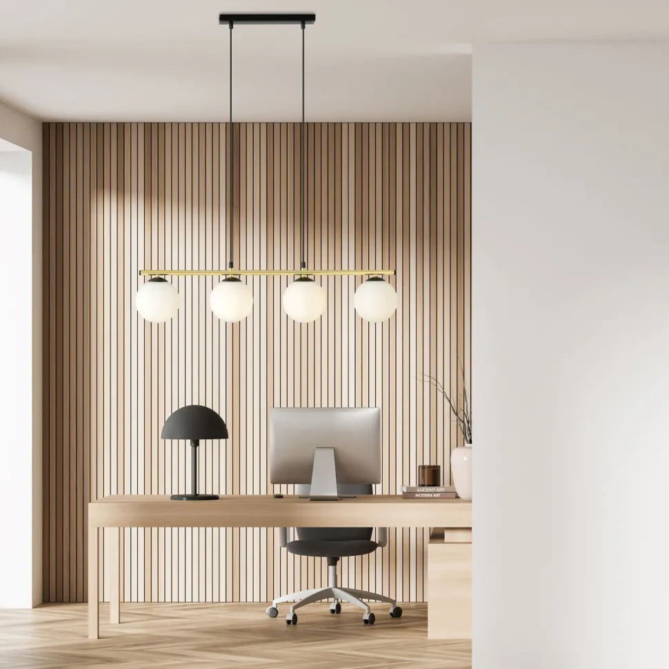 Hängelampe länglich Kugelschirm verstellbar 4x E14