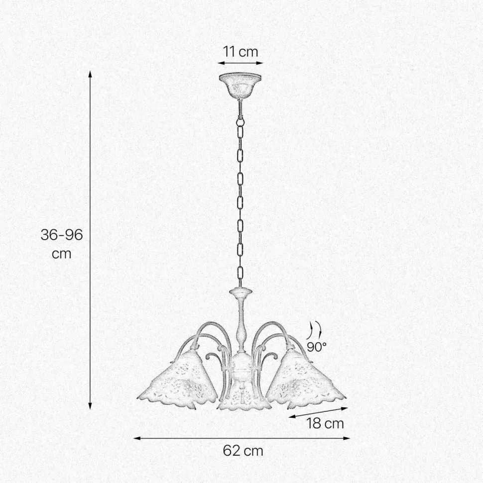 Hängelampe Messing Keramik in Weiß Bronze Antik 5x E27