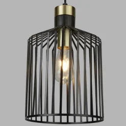 Hängelampe Metall Ø 22 cm in Schwarz Messing E27