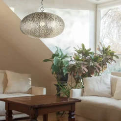 Hängelampe Metall Ø 39 cm Orientalisch in Nickel E27