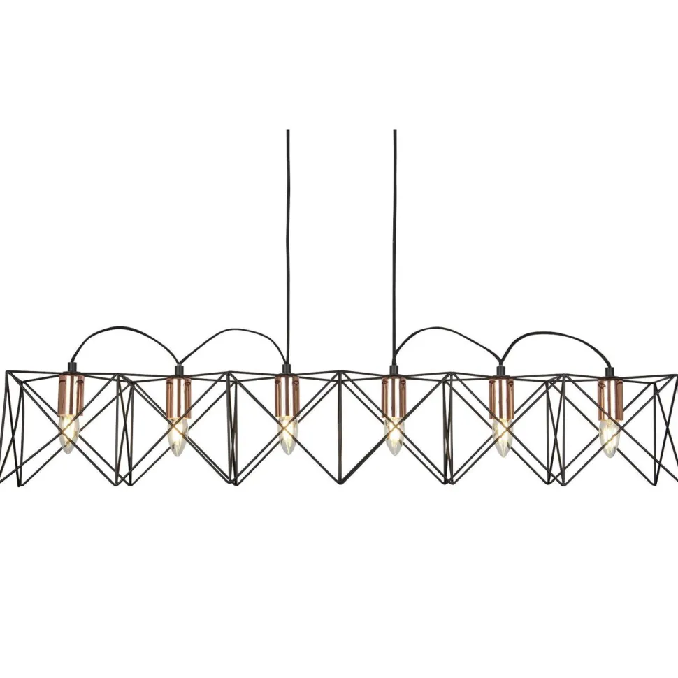 Hängelampe Metall 110 cm lang H: max. 145 cm Schwarz Kupfer
