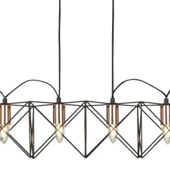 Hängelampe Metall 110 cm lang H: max. 145 cm Schwarz Kupfer