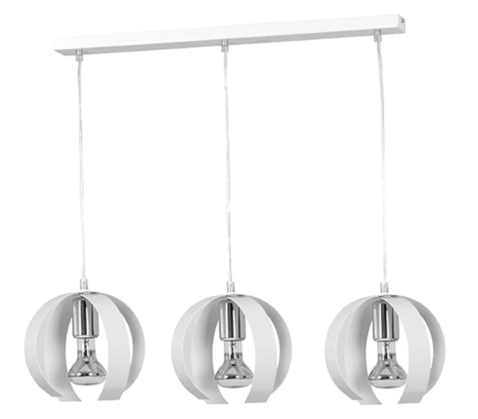 Hängelampe Metall 66cm lang Weiß Esstisch DANI