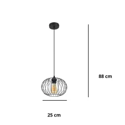 Hängelampe Metall E27 rund Ø25 cm Schwarz Retro Design