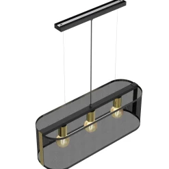 Hängelampe Metall 3-flammig länglich Loft Schwarz Gold