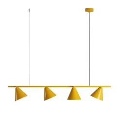 Hängelampe Metall Gelb 4-flammig 120 cm länglich