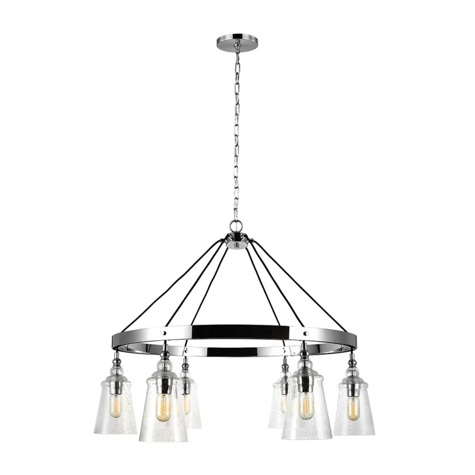 Hängelampe Metall Glas Ø 94,3 cm H: max. 235 cm 6x E27