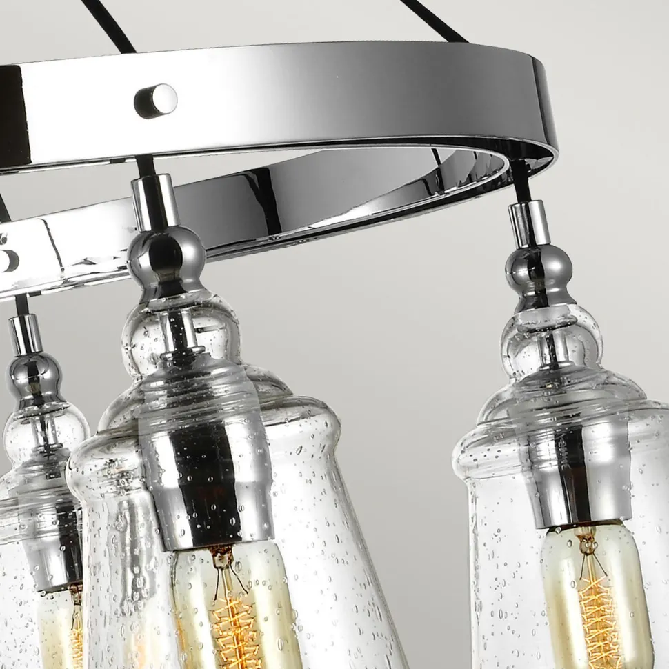 Hängelampe Metall Glas Ø 94,3 cm H: max. 235 cm 6x E27