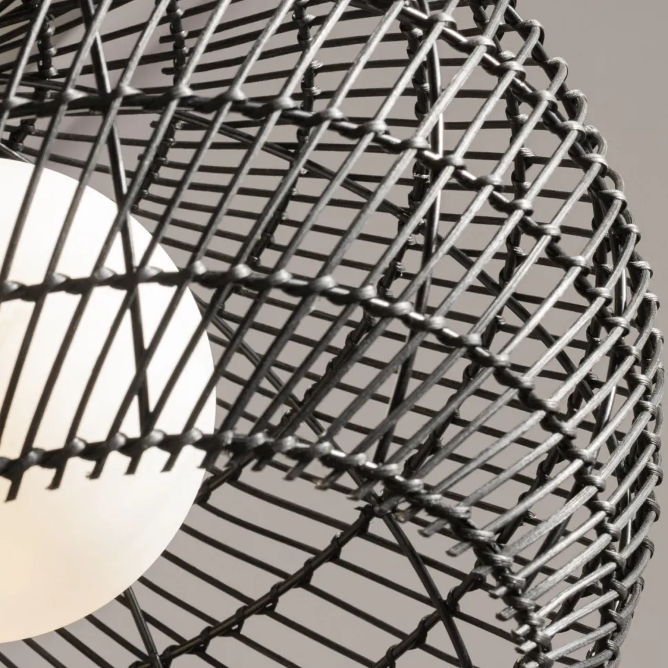 Hängelampe Metall Glas Ø 40 cm rund H: max. 358 cm G9