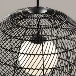 Hängelampe Metall Glas Ø 40 cm rund H: max. 358 cm G9