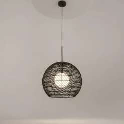 Hängelampe Metall Glas Ø 40 cm rund H: max. 358 cm G9