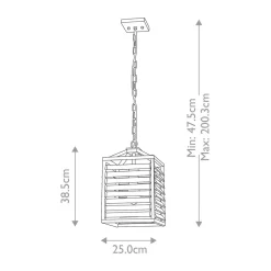 Hängelampe Metall Glas 25 cm breit H: max. 200,3 cm E27