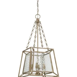 Hängelampe Metall Glas in Gold antik OLAVA