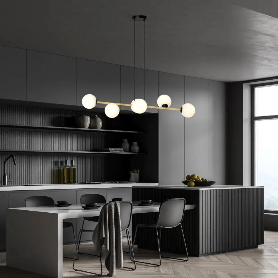 Hängelampe Metall Glas Kugelschirme E14 dekorativ