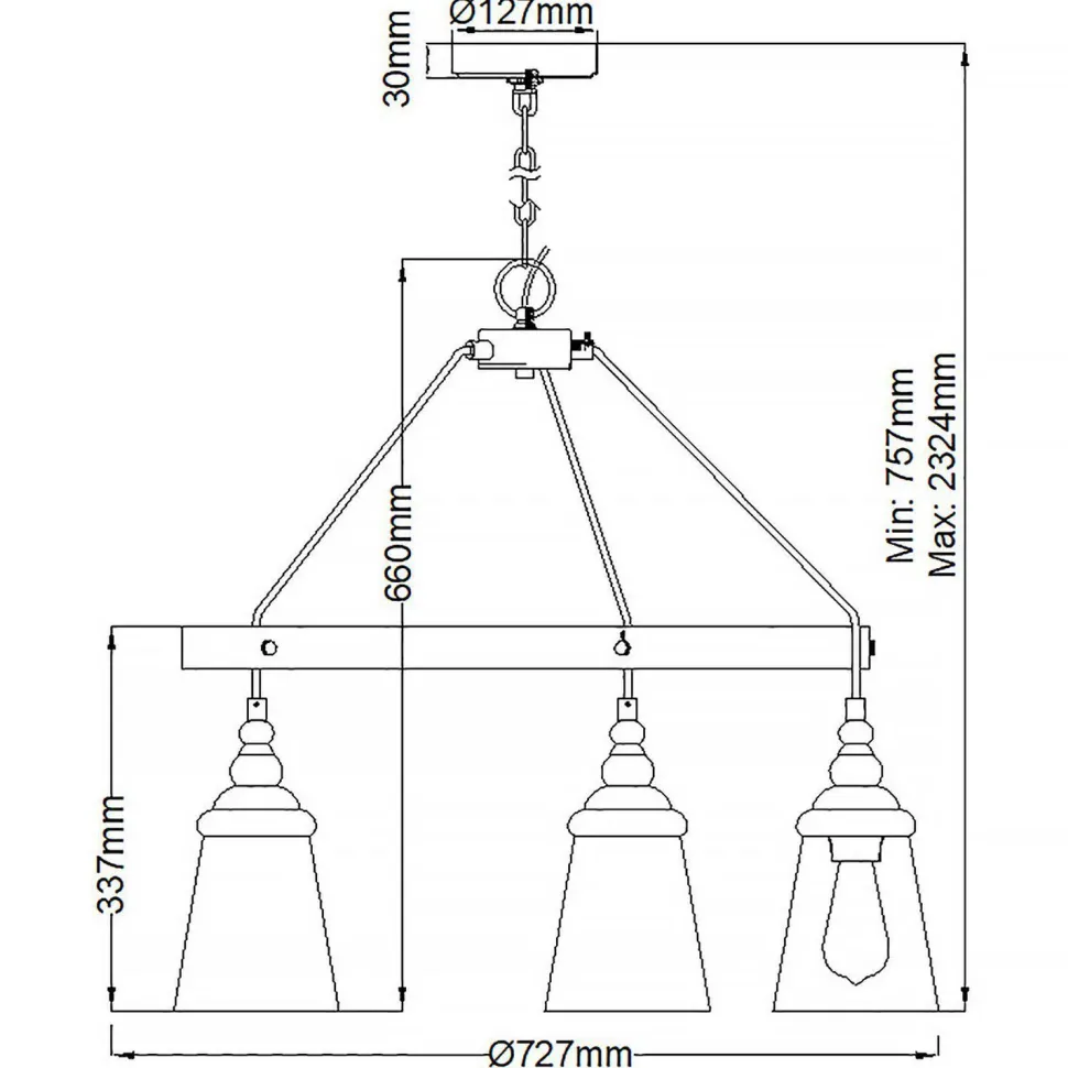 Hängelampe Metall Glas rund Ø 72,7 cm H: max. 232,4 cm