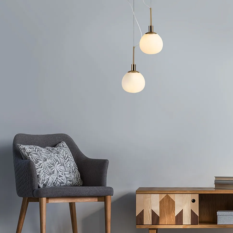 Hängelampe Metall Glas rund D: 15 cm H: max. 153 cm E14