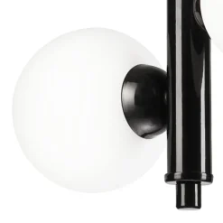 Hängelampe Metall Glas Schwarz Weiß 2x E27 Kugelschirme