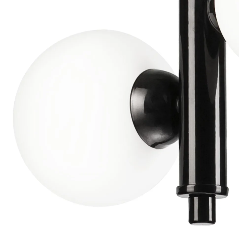 Hängelampe Metall Glas Schwarz Weiß 2x E27 Kugelschirme