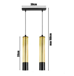 Hängelampe Metall GU10 35 cm lang Schwarz Gold stilvoll