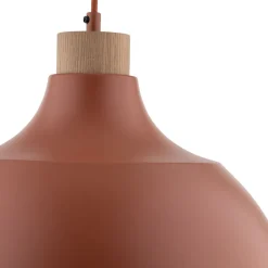 Hängelampe Metall Holz Ø 34 cm rund H: max. 170 cm Rot E27