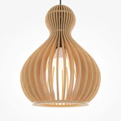 Hängelampe Metall Holz Ø 30 cm rund H: max. 342,5 cm