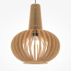 Hängelampe Metall Holz D: 35 cm rund H: max. 340,5 cm