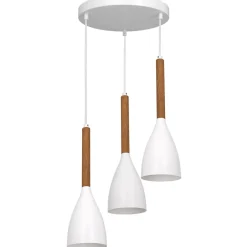 Hängelampe Metall Holz Weiß Skandinavisches Design