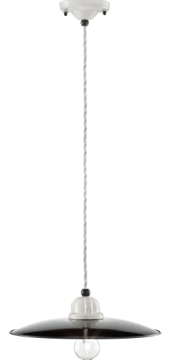 Hängelampe Metall Keramik E27 Ø 30 cm rund Weiß Schwarz