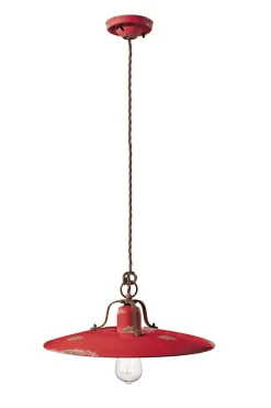 Hängelampe Metall Keramik E27 Ø 40 cm rund Vintage