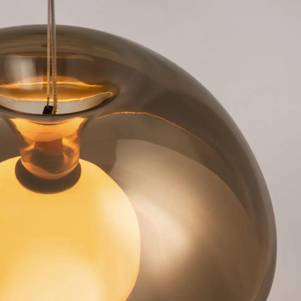 Hängelampe Metall Rauchglas LED Ø 30,2 cm rund in Gold