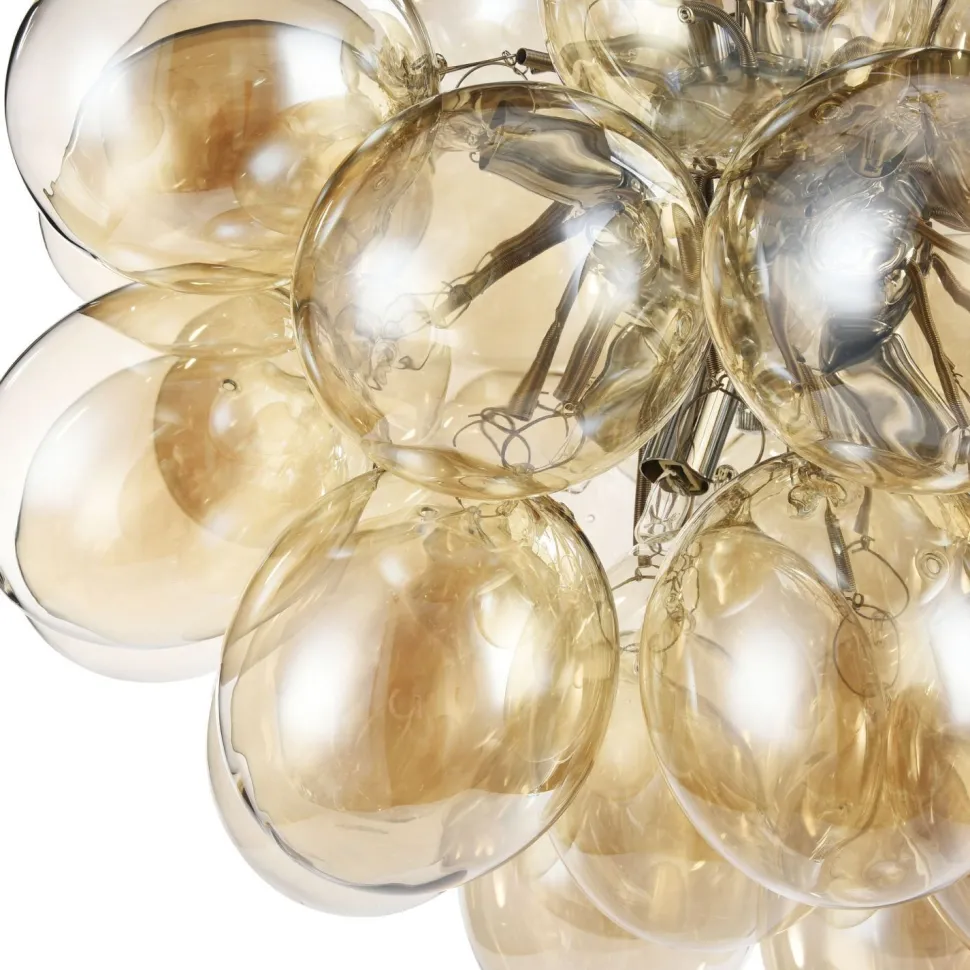 Hängelampe Metall Rauchglas 50 cm breit H: max. 170 cm