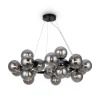 Hängelampe Metall Rauchglas G9 69 cm breit Kugel Schirm