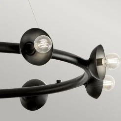 Hängelampe Metall rund D: 87,6 cm H: max. 185,5 cm Schwarz