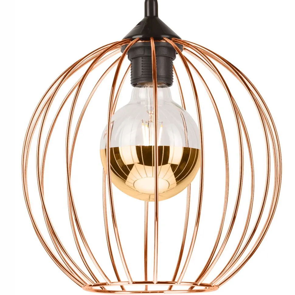 Hängelampe Metall Schwarz Kupfer Ø 24 cm verstellbar Retro